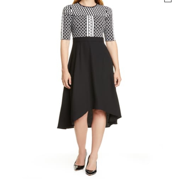 Ted Baker London Dresses & Skirts - Ted Baker London Mix Print Tulip Hem Black Dress Short Sleeve Small 4-6